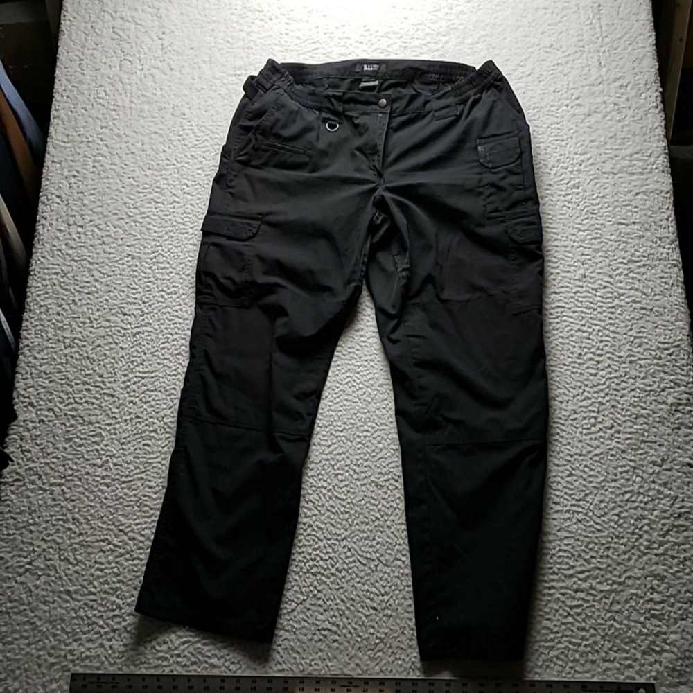 5.11 Pants Womens 20 Black Twill Cargo Elastic Waist Pockets Workwear Casual